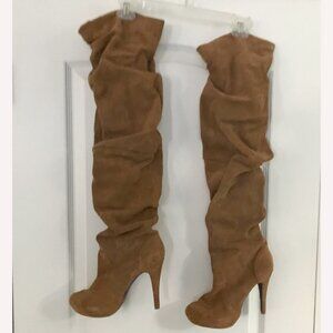 Mojo Moxy Suede Over The Knee Brown Slouchy Boot, US size 8